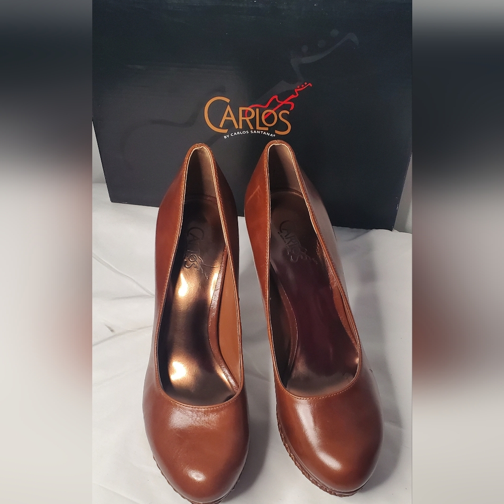 Carlos by Carlos Santana-size 7M - "Destiny" pumps/stiletto brown leather shoes - Picture 3 of 8
